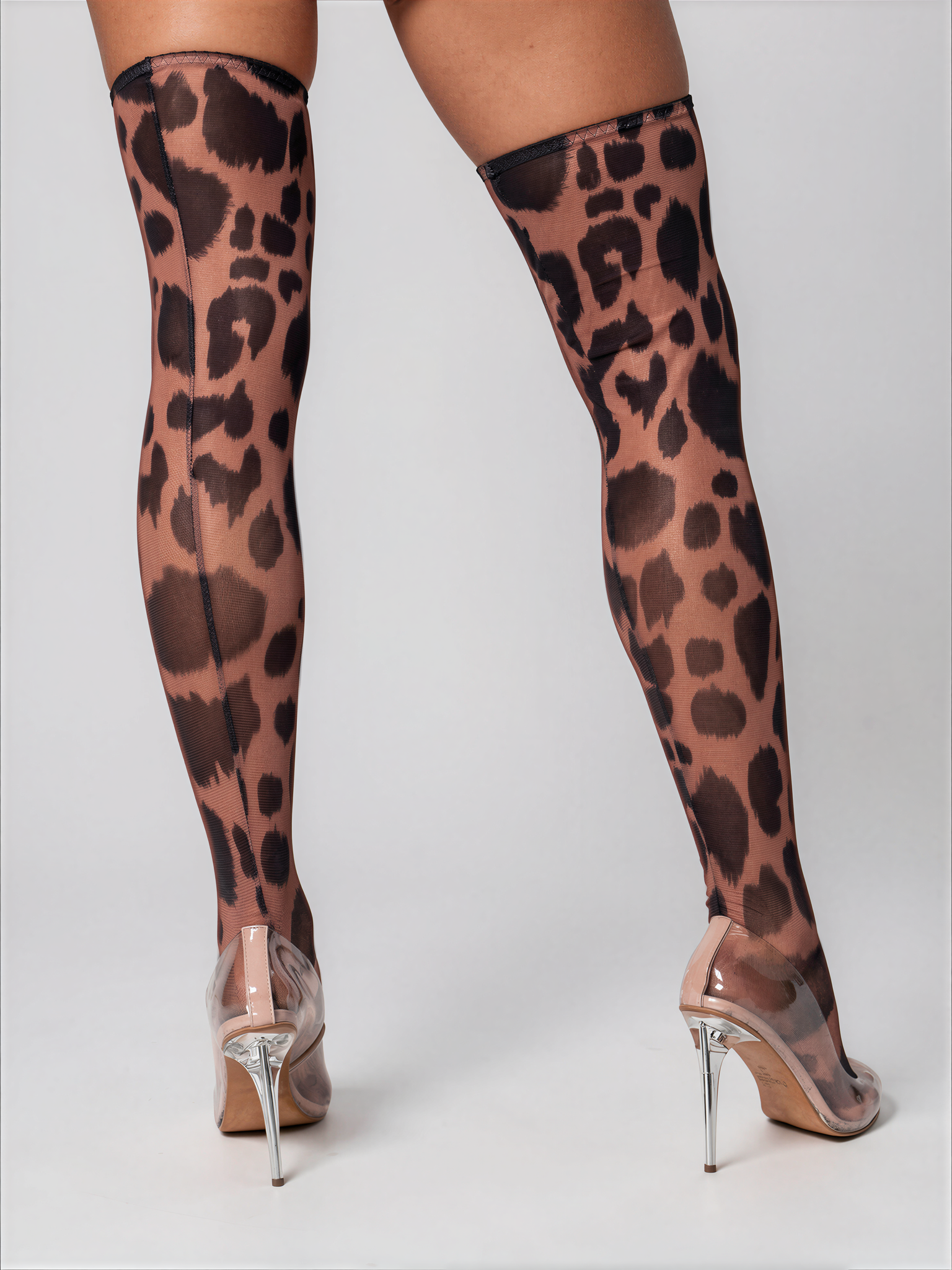 Elysia 5-Piece Leopard Mesh Lingerie Set