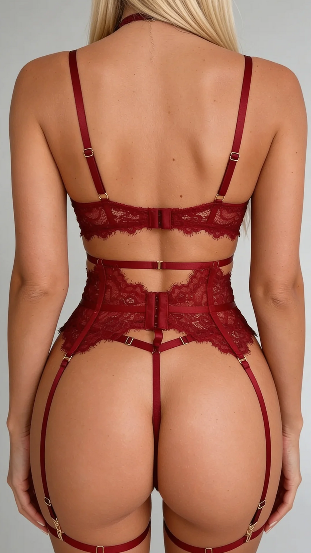 Sofia 4-Piece Lace Set with Choker and Garter Belt