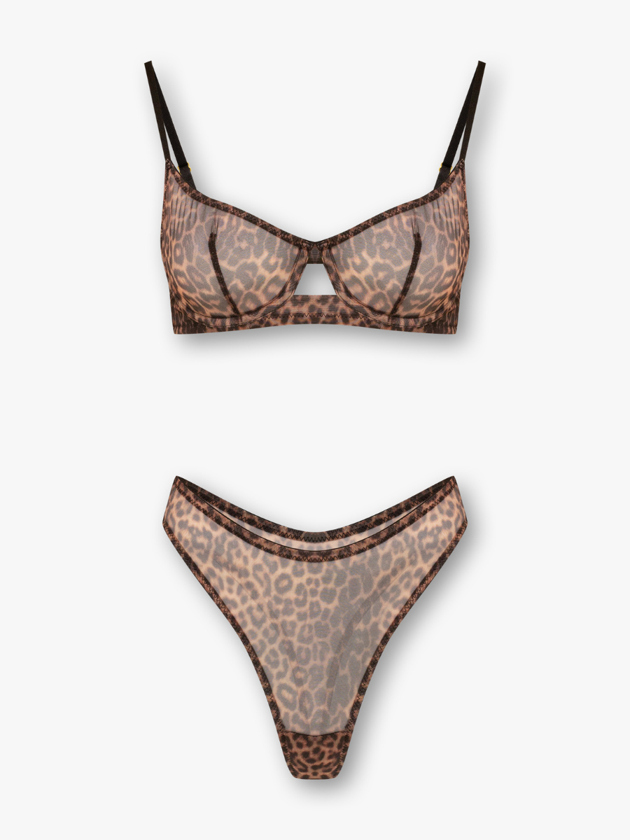 Alexia Leopard Print Underwire Bra and Thong Set