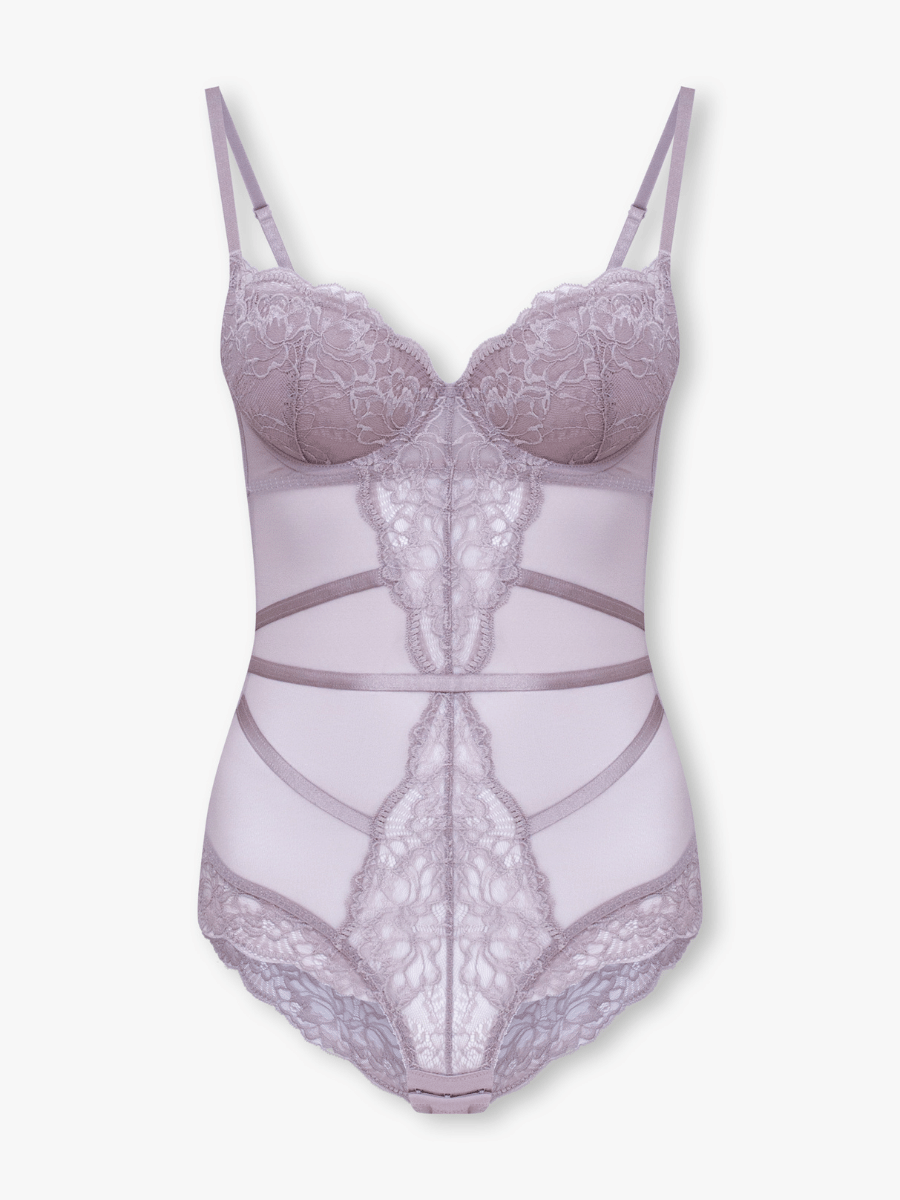 Celia Push-Up Bodysuit with Floral Embroidery