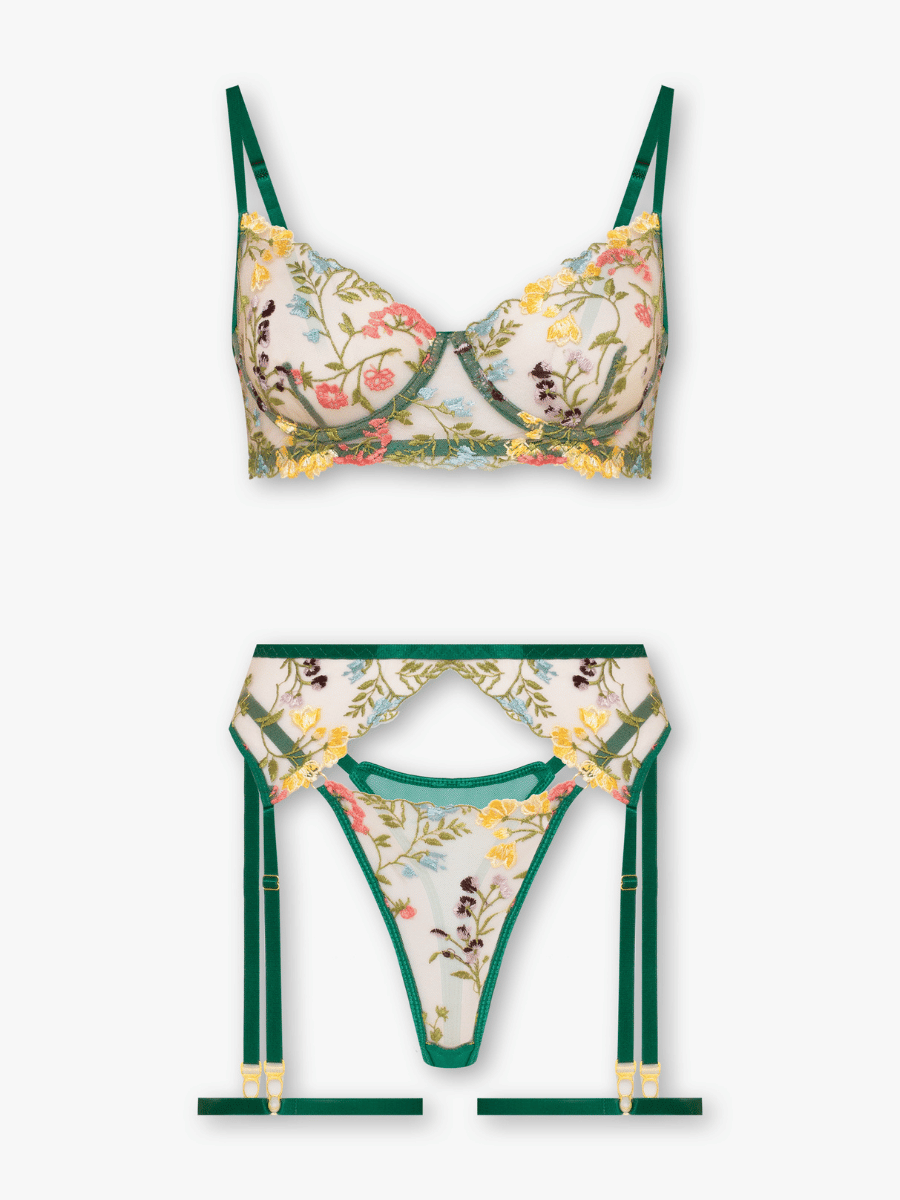 Heather 4-Piece Embroidered Mesh Set