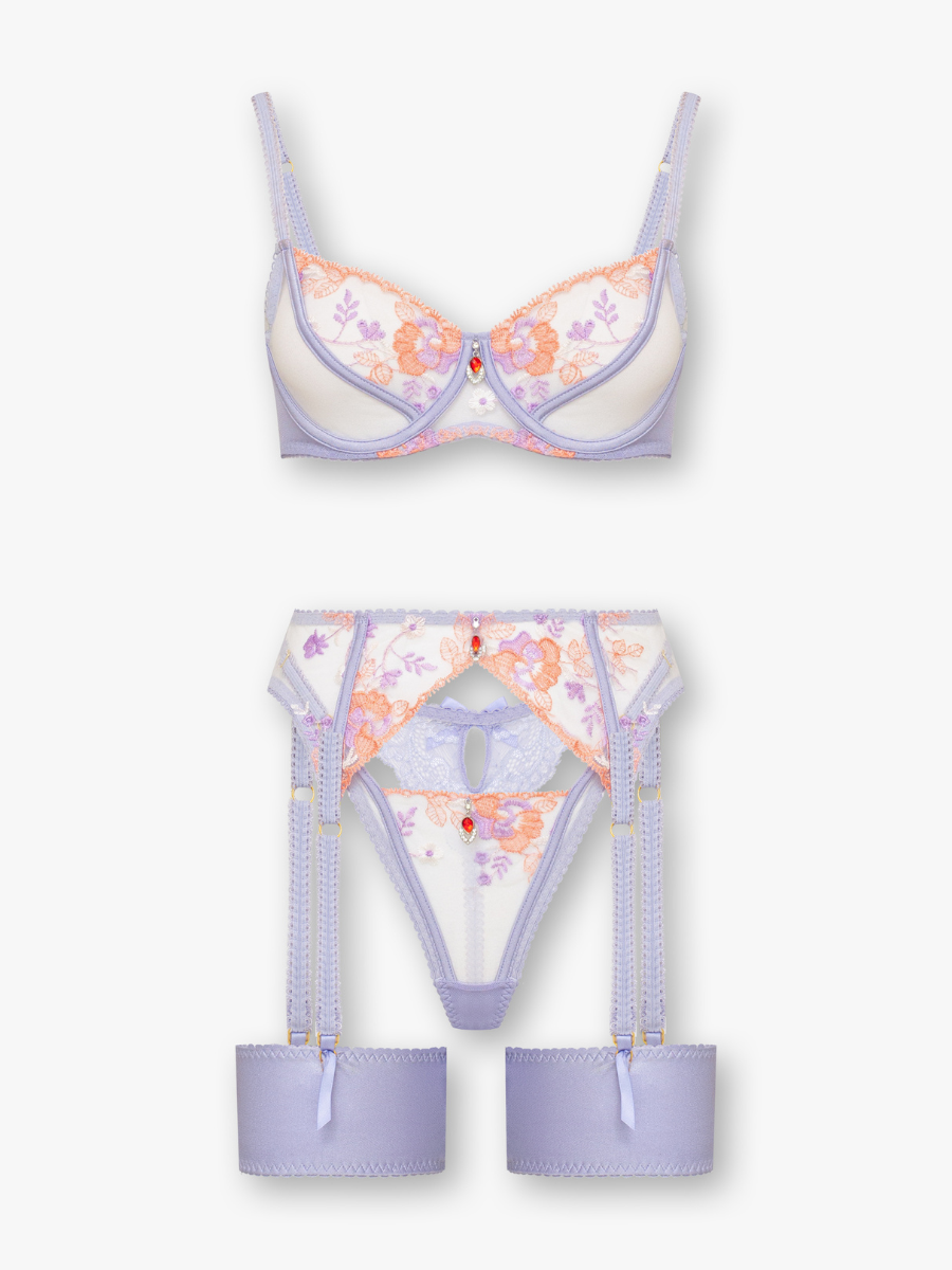 Imani 4-Piece Lace Set with Garter Belt