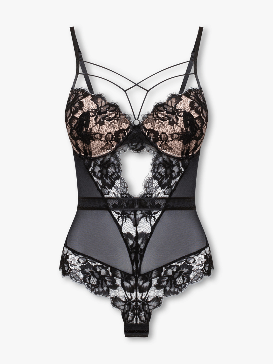 Janey Floral Lace Bodysuit with Mesh Straps