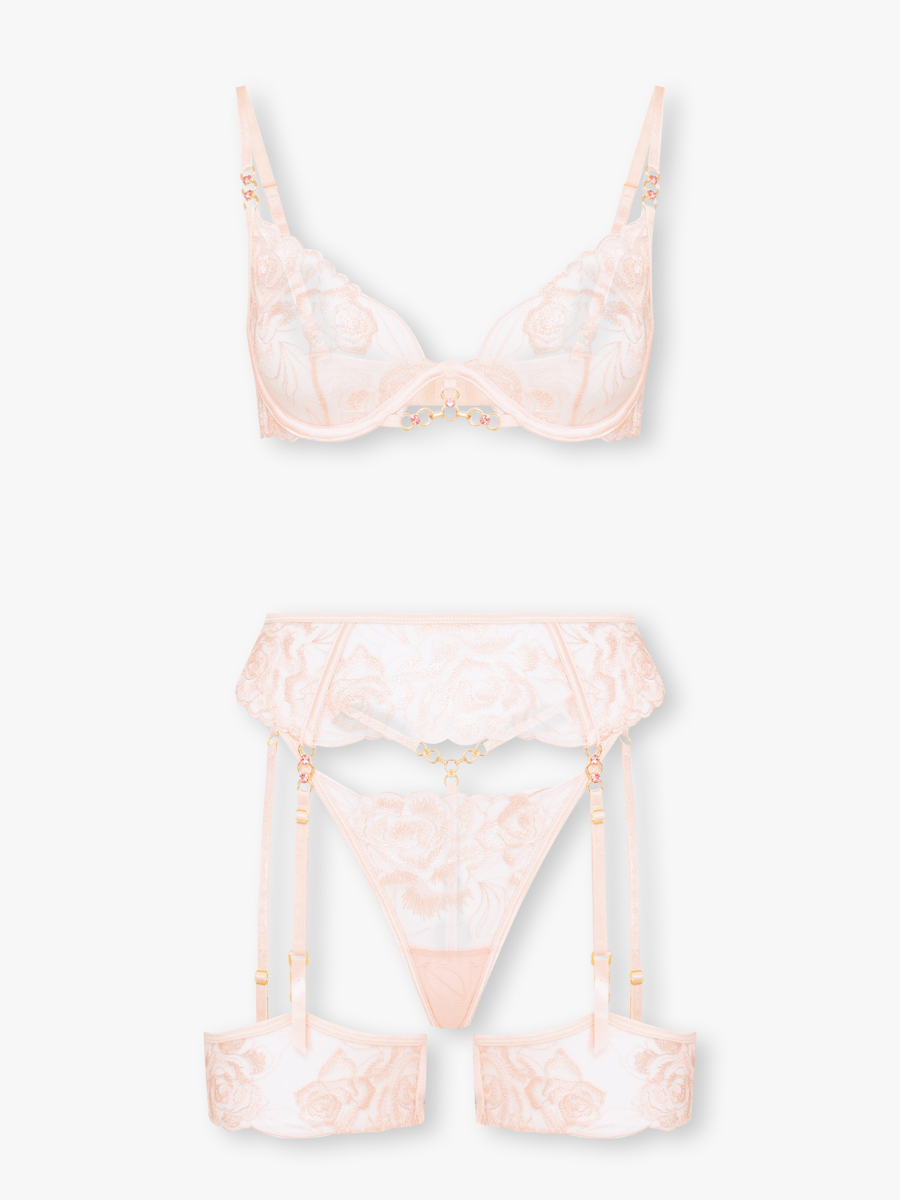 Rosalia 3-Piece Lace Set with Gold Chain Details