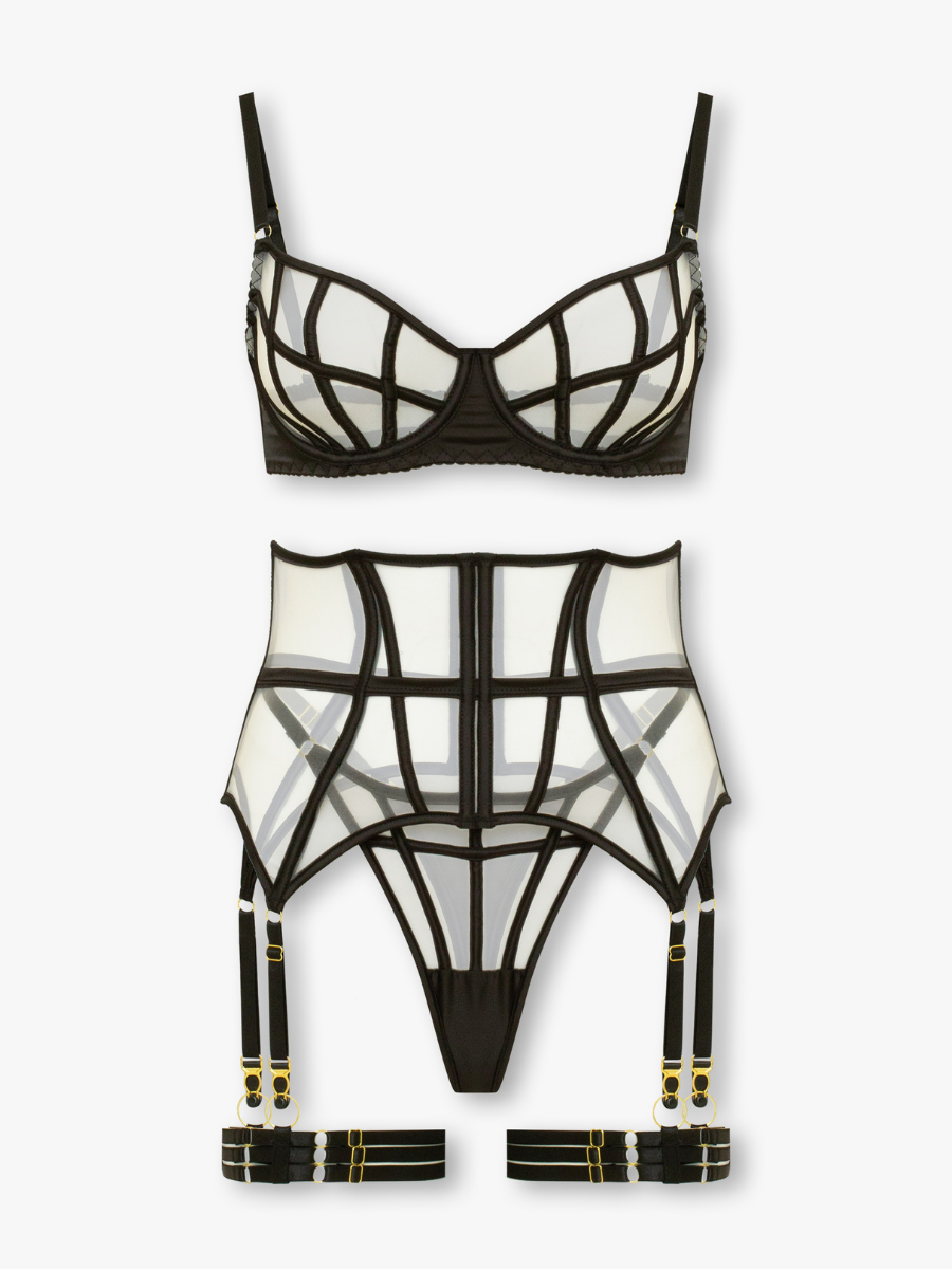 Scarlet 4-Piece Corset Set with Opera Gloves